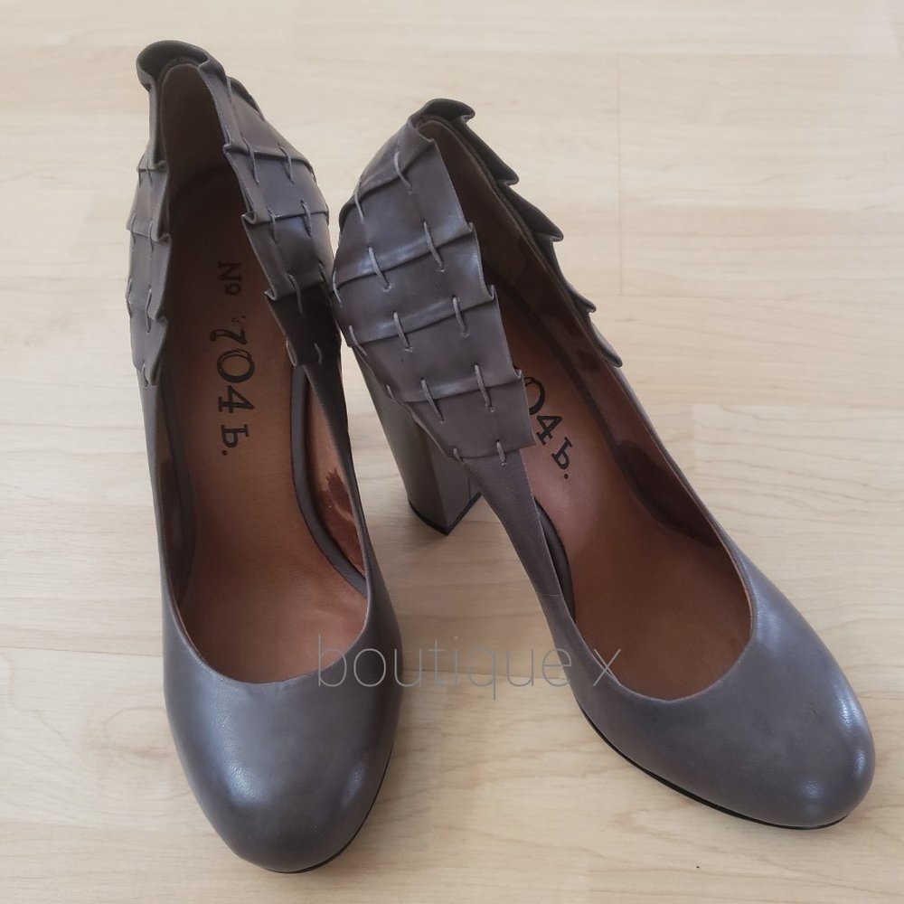 No. 704 b ESTHER GREY LEATHER PUMP HEEL shoes SIZE 7 /37